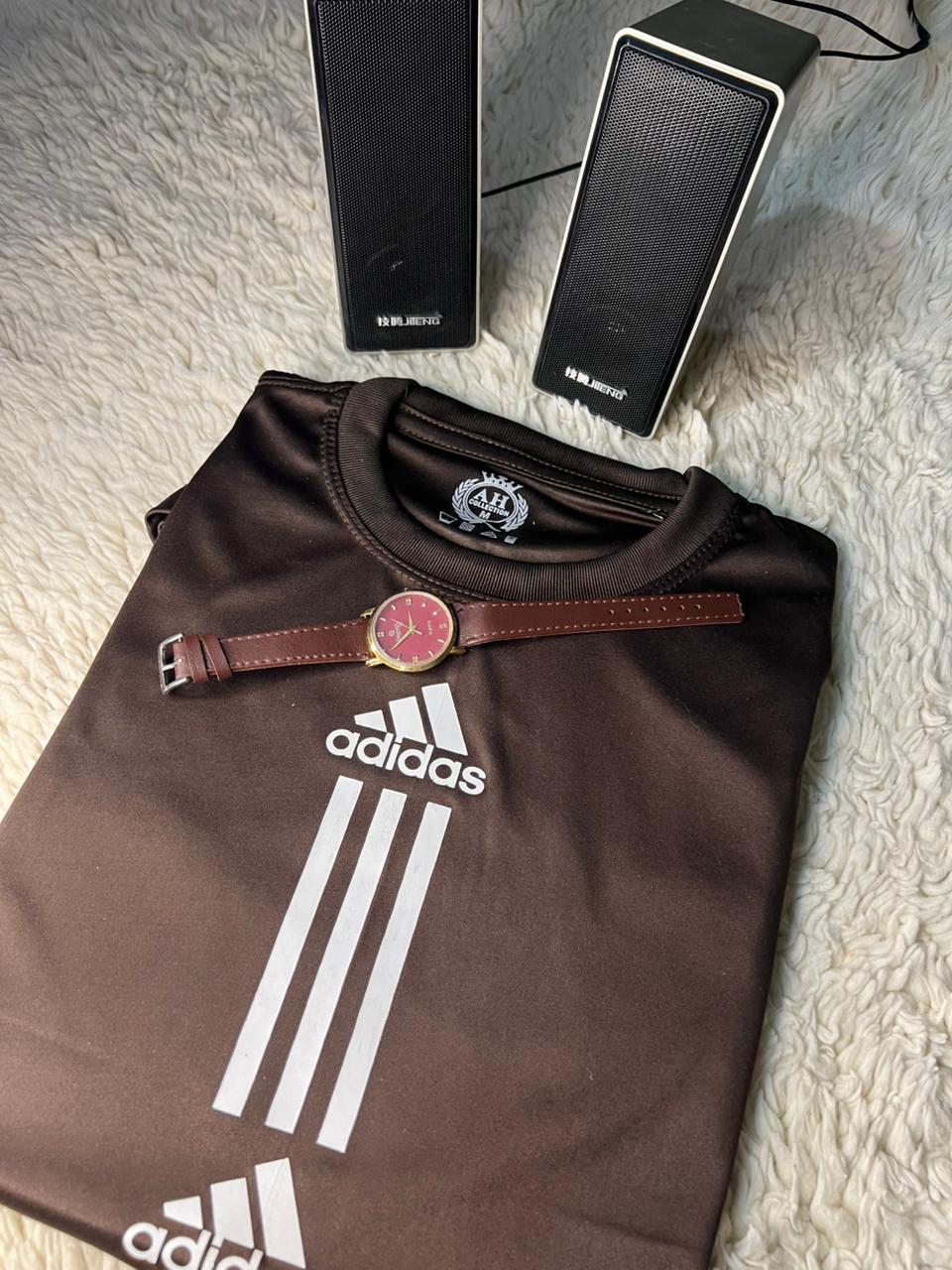 Adidas Brown Tshirt Half Sleve