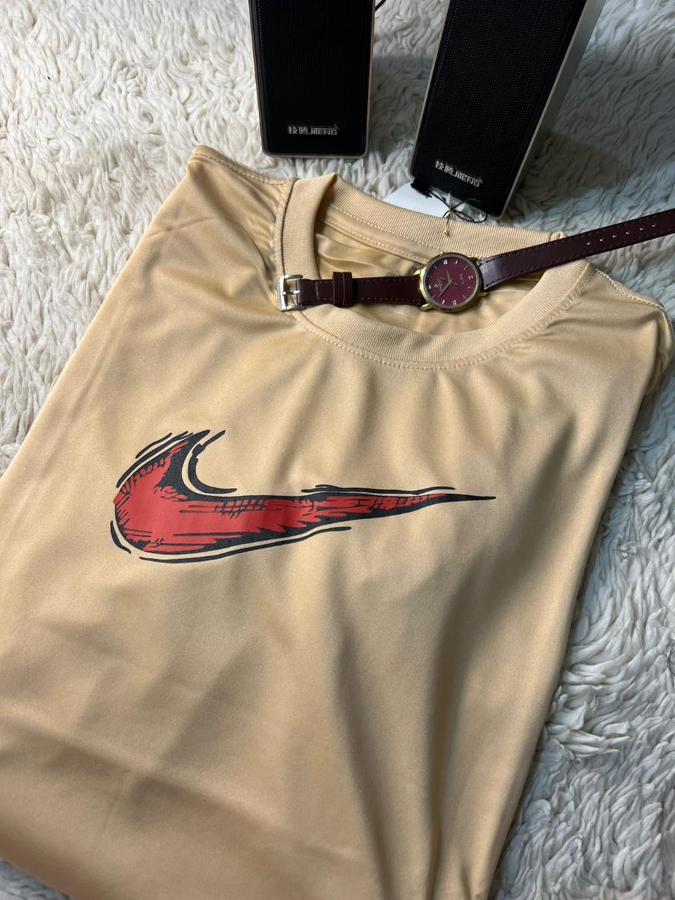 Light Beige Colour Nike Tshirt   (XL)